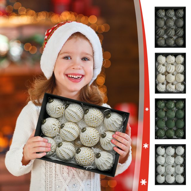 ¡No Te Lo Pierdas!, Juego de bolas navideñas de 8 cm, caja decorativa con 12 bolas colgantes decorativas para árboles de Navidad antiguos Akmoler