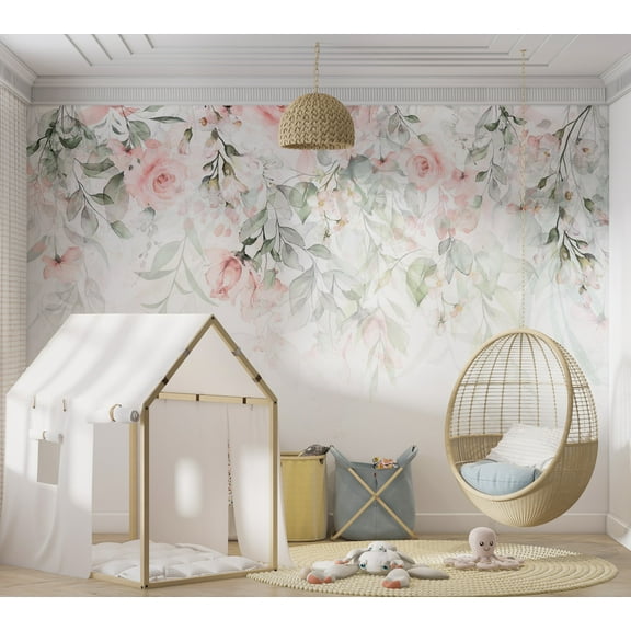 Floral Wallpaper Wall Mural - Waterfall of Roses