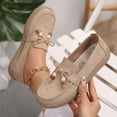 thumbnail image 5 of Domuza Women's Lace-Up Loafers Retro Round Toe Slip On Beaded Comfortable Non Slip Casual Flats Moccasins Shoes for Work Walking Camel 8（EU-40）, 5 of 7