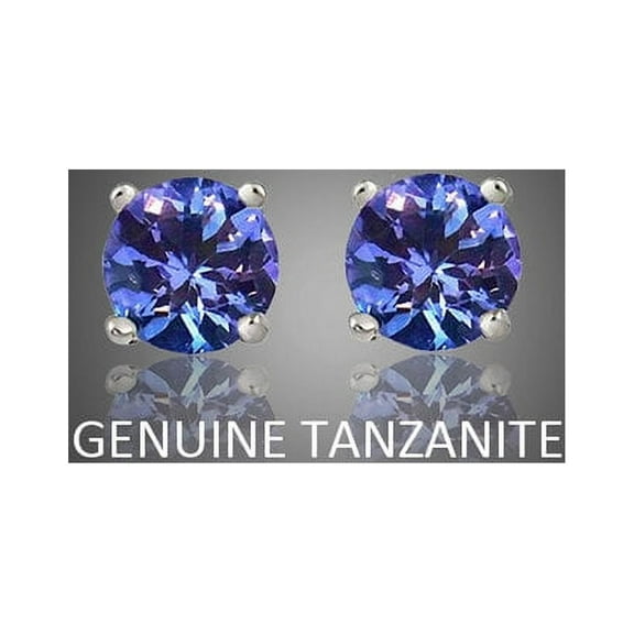 925 Sterling Silver 2.00ct Genuine Tanzanite Round Stud Earrings Women And Men