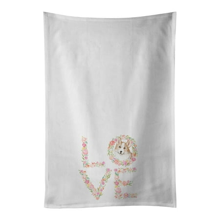 

Corgi #5 LOVE White Kitchen Towel Set of 2 19 in x 28 in