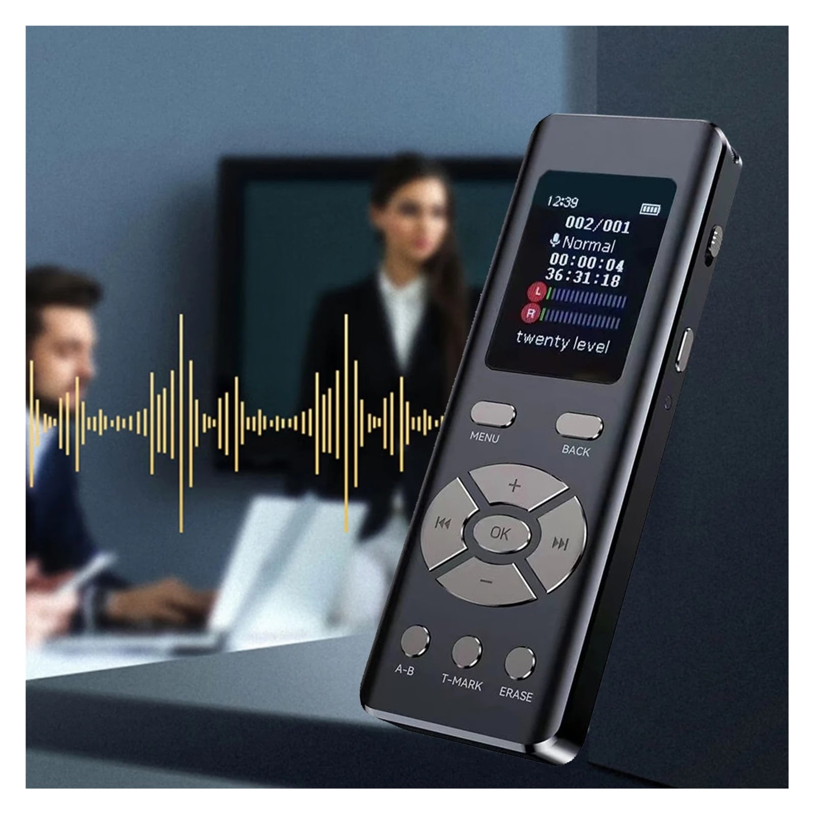 Digital Voice Recorder with Microphone Loop Playback MP3 2-Channel Stereo Recording Recorder