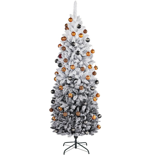 Árbol de Navidad Topeakmart Prelit Slim de 6 pies con luces negras
