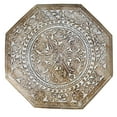 thumbnail image 3 of Olta 18 Inch Handcrafted Farmhouse Side Table Engraved Carved Design Mango Wood Octagonal Top Antique Brown - Saltoro, 3 of 6