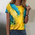 thumbnail image 2 of Juosiy Women Loose Thin Colorful Carnival Printed Blouse Trendy Short Sleeve Round Neck Simple Daily Tops, 2 of 4
