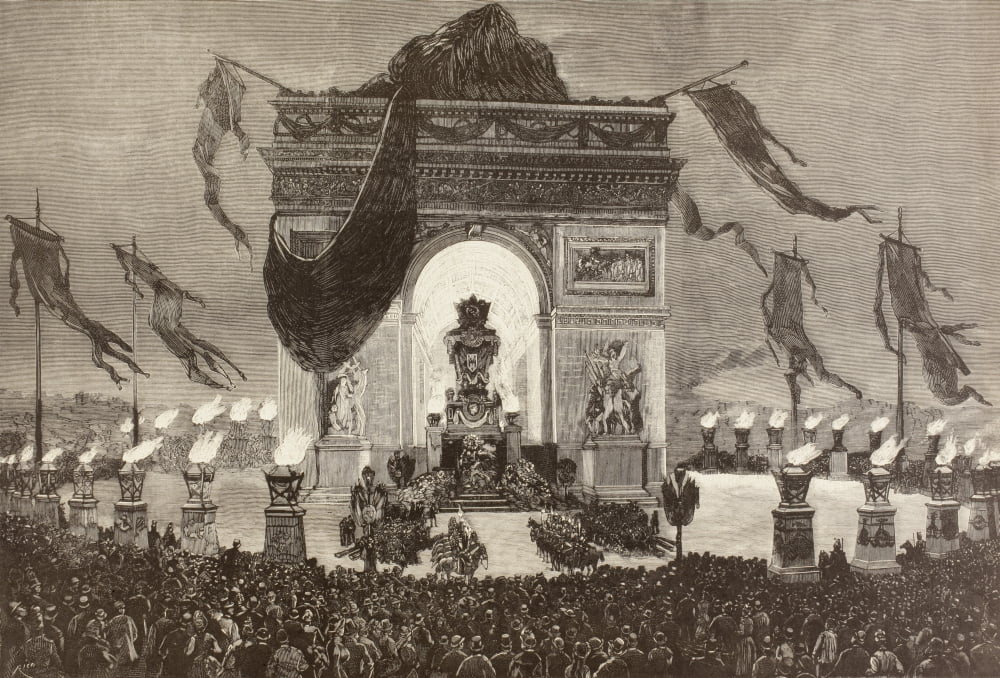 The Coffin Of French Writer Victor Hugo Is Displayed Beneath The Arc De Triomphe Paris France During His Funeral Rites On The Night Of May 31 1885 From A 19Th Century Illustration Canvas Art - Ken Wel