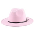 thumbnail image 2 of Women's Felt Panama Hats Classic Wide Brim Fedora with Belt Buckle Retro Floppy Panama Hat, 2 of 6