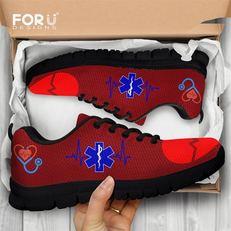 

Women s Shoes Flats Air Mesh Paramedic EMT EMS 3D Printed Super Light Ladies Walking Shoes Woman Zapatos Mujer 2021