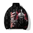 thumbnail image 2 of Chaquetas de hombre con estampado de guerrero de moda, abrigo de invierno para hombre, chaqueta de algodón con estampado de soldado del siglo pasado, abrigos largos acolchados para hombre, 2 of 4