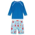 thumbnail image 2 of Doomiva Kids Boys Shark Bro 2 Pcs Athletic Swimsuit Upf 50+ Swim Shirts with Shorts Surfing Rash Guard Sets Blue 6-8, 2 of 5