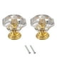 thumbnail image 1 of Uxcell 2 Pcs Perillas de Cristal para Cajones de 24 mm Tiradores para Armarios, Transparente/Dorado, 1 of 6