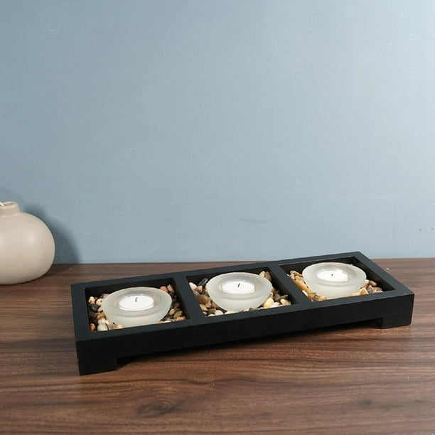 de candelieres de candeliere Luz de té con bandeja de Rocas candeliere decorativo para Decoración Adornos Escarchado BLESIY Porta vela