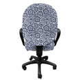 thumbnail image 3 of Victorian Office Chair Slipcover, Lace Style Pattern with Graphic Needlecraft Motifs Classic Gothic Ornament, Stretch Decorative Fabric Cover, Standard Size, Dark Blue Coconut, by Ambesonne, 3 of 5