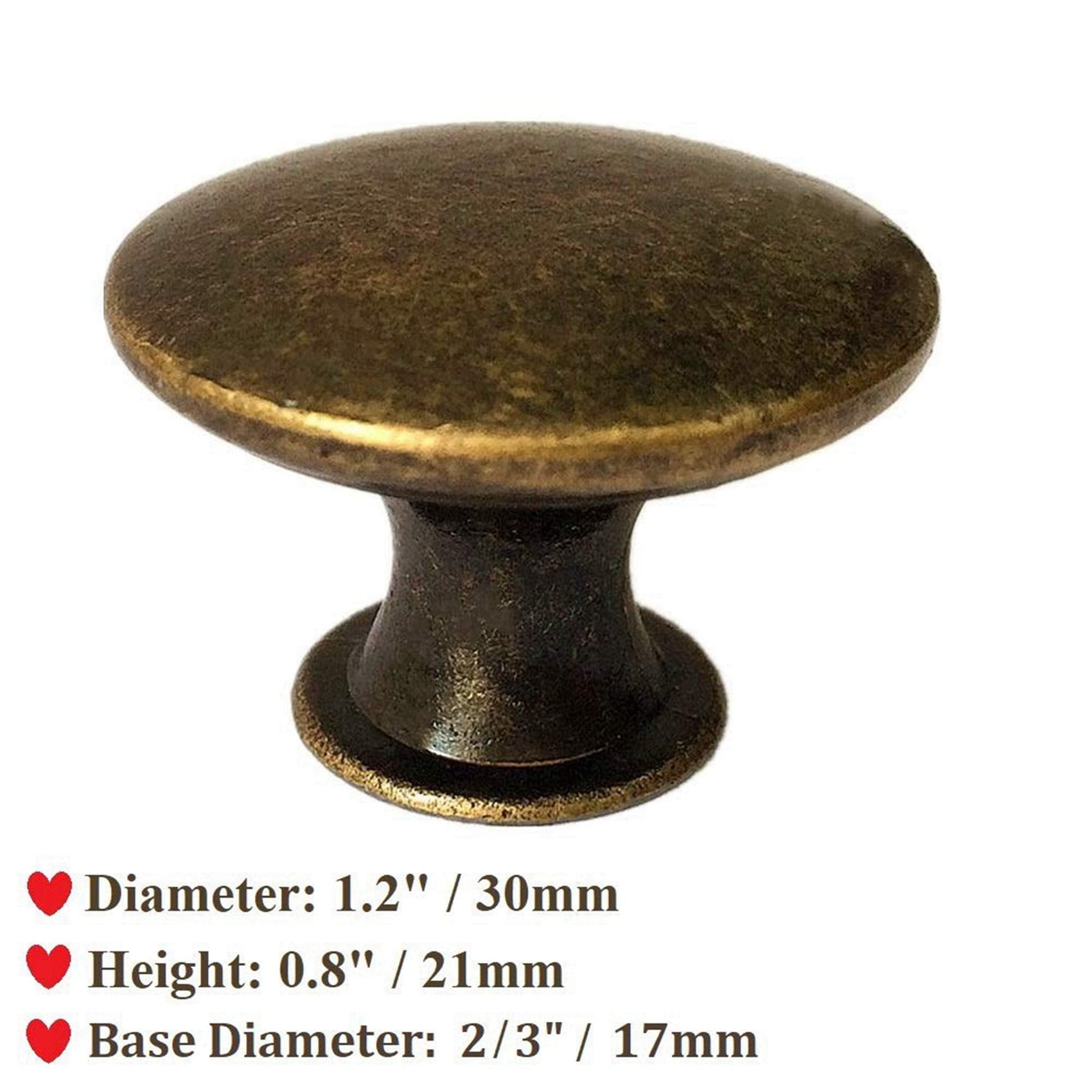 50PCS Vintage Door Drawer Knobs 30mm Antique Kitchen Cabinet Cupboard Handles, for Dresser and Cabinet, Old Bronze