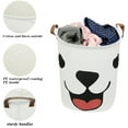 thumbnail image 6 of Round Storage Baskets, Large Waterproof Cotton Linen Collapsible Storage Basket, Clothes Laundry Hamper with Handles, Toy Storage Bin for Toy Collection ( Smiley dog ), 6 of 8