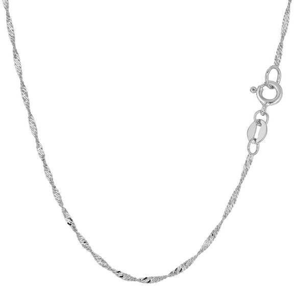 14k White Gold Singapore Chain Necklace, 1.5mm, 24"