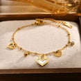 thumbnail image 5 of Heart Charm Bracelet for Women, 18k Gold Plated Stainless Steel Chain Bracelets with Shell Heart, Adjustable Womens Link Bracelet Jewelry Gifts, 5 of 7