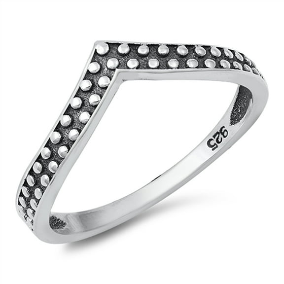 Dotted Bali Style Boho Chevron Ring .925 Sterling Silver Band Jewelry Female Male Unisex Size 9