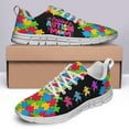 thumbnail image 4 of Autism Shoes Women Men Running Sneakers Autism Awareness Puzzle Print Tennis Walking Shoes White Size 8, 4 of 5