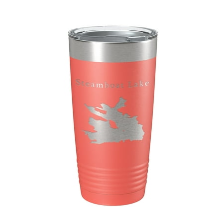 

Steamboat Lake Map Tumbler Travel Mug Insulated Laser Engraved Coffee Cup Colorado 20 oz Coral