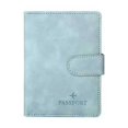 thumbnail image 1 of DEKAXID - Funda de cuero para pasaporte, impermeable, para viaje, tarjetero, bonita funda para pasaporte con hebilla para mujer y hombre, 1 of 7