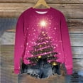thumbnail image 4 of Lopecy-Sta Women's Christmas Tree Print Crew Neck Sweatshirt, Loose Long Sleeve Casual Holiday Pullover Top Multicolor L, 4 of 6