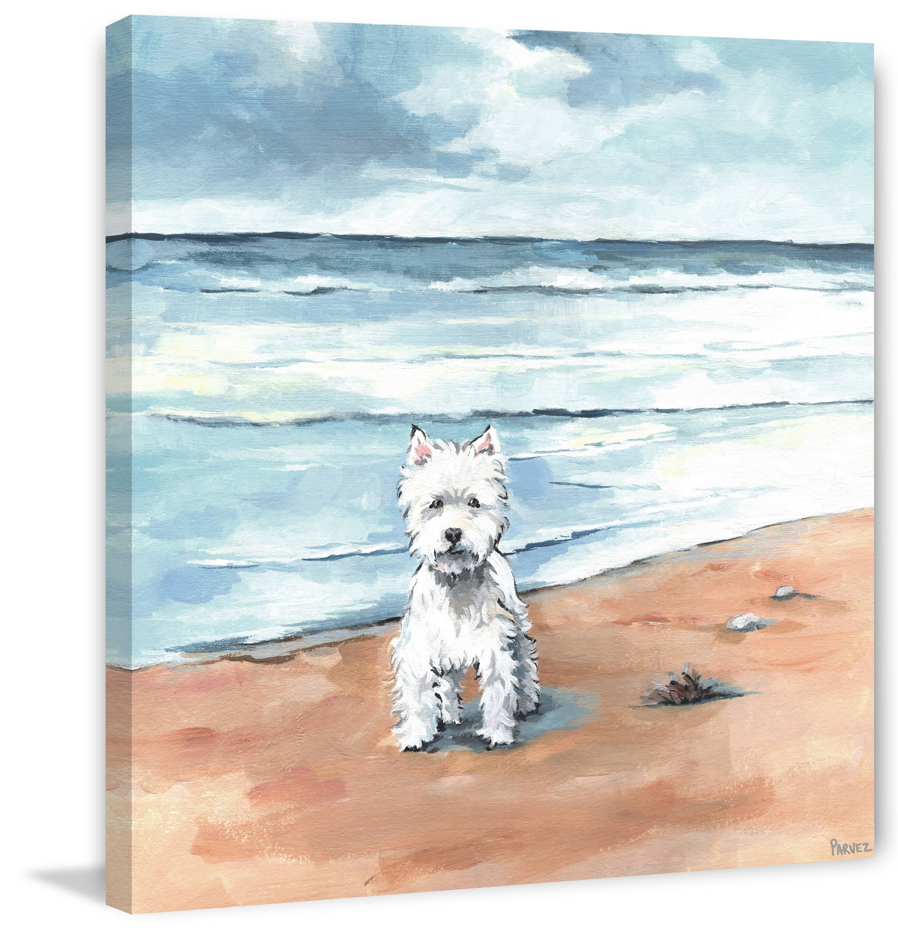Parvez Taj Little White Doggie Canvas Wall Art