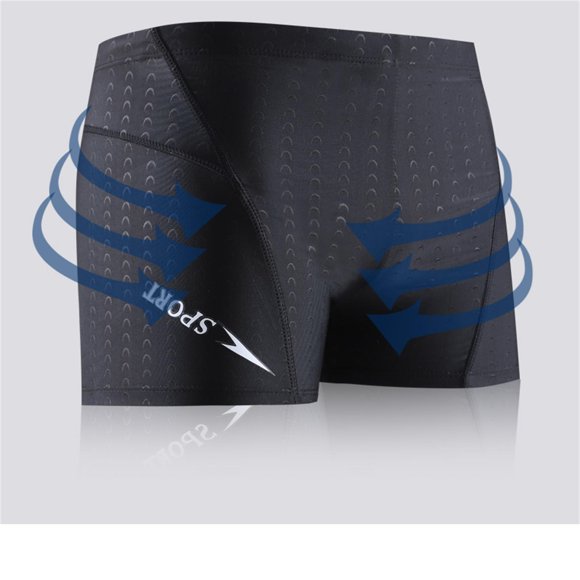 Mikilon Men's Boxer Shark Skin Hot Spring Anti-Awkward Adult Pure Color Swimming Shorts