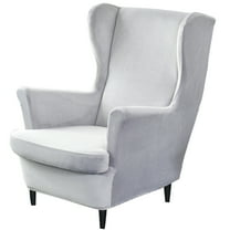 CJC Stretch 2-Piece Polyester Wingback Chair Covers, Light Gray