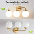 thumbnail image 5 of Deyidn 3 Light Gold Bathroom Vanity Light with White Globe Glass Shade Modern Bathroom Wall E12 Bulb, 5 of 10