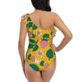 thumbnail image 5 of Picia Strawberry Pattern Women's One Piece Swimsuits,One Shoulder Swimwear Asymmetric ,Ruffle Monokinis Bathing Suits,High Waisted Flattering Bathing Suits-Large, 5 of 8