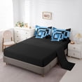 thumbnail image 5 of Homewish Blue Black Square 7pcs Bedding Comforter Set,Geometric Desgin Queen Bedding Sets,Modern Art Queen Sheet Sets For Adults,Luxury Bedroom Decor Reversible, 5 of 8