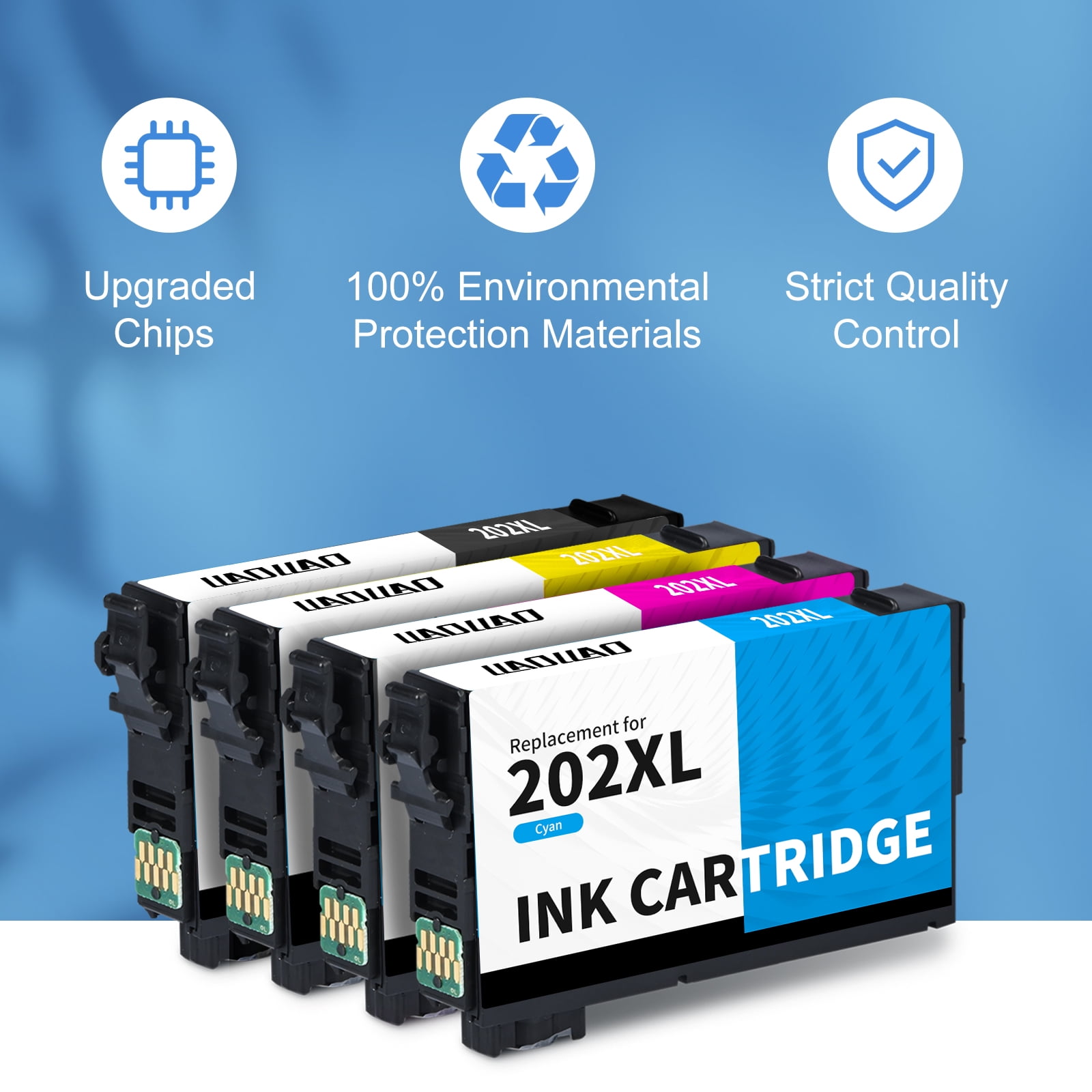 202 XL Ink Cartridge Compatible for Epson 202 202XL T202 Ink Cartridgefor Workforce WF-2860 Expression Home XP-5100 All-in-one Printer (4 Pack)