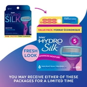 Schick Hydro Silk Moisture Razor Blade Refills, 6 ct, 5-Blade Moisturizing Razors for Women