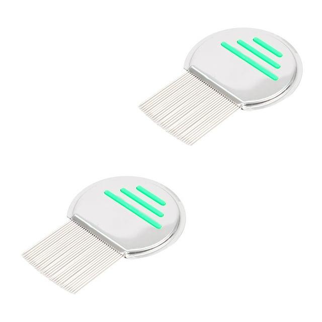 2pcs Stainless Steel Lice Comb, Metal Comb, Safely Removes Lice, For Children And Adults For Head Lice And Nits-green