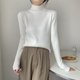 thumbnail image 3 of Ribbed Mockneck Sweater for Women Pullovers Knitted Long Sleeve Plain Jumper Teen-girl Fall Winter Basic Outfit, 3 of 5