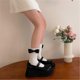 thumbnail image 4 of Womens Crew Socks, Casual Knit Bowknot Ribbed Comfortable Crew Socks Cotton Socks for Girls Bowknot Calf Socks White, 4 of 4