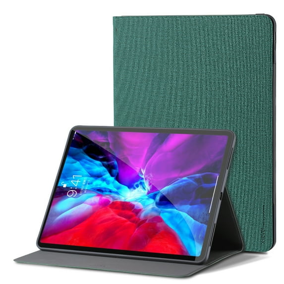 ELEHOLD Flip Case for iPad Pro 12.9" 2022/2021/2020/2018 Anti-Slip Kickstand Function Auto Wake/Sleep Honeycomb Grid Pattern Slim Thin Shockproof Fabric Cloth Folio Cover,Green