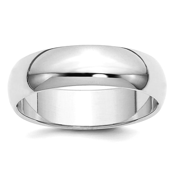 925 Sterling Silver Rhodium Plated 6mm Half-round Band Ring Size 11 Ring for Women and Men