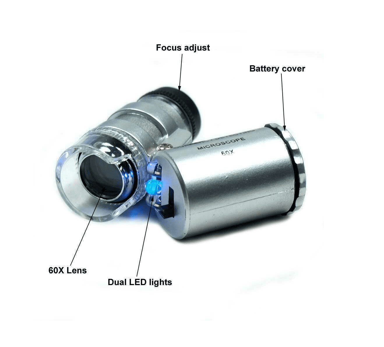 Toch 60X Mini Illuminated Jewelers Microscope Magnifier Adjustable Loupe with LED & Fluorescence Lights TC13622 Toch 60X Mini Illuminated Jewelers Microscope Magnifier Adjustable Loupe with LED & Fluorescence Lights TC13622