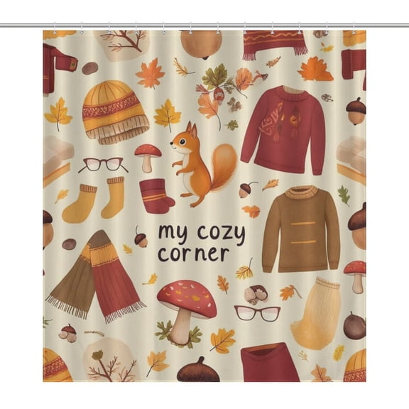 Autumn Cozy Corner Shower Curtain Modern Home Bathroom Bathtub Decor Waterproof Fabric with Hooks