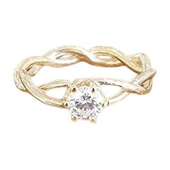 HeartsAndYou 0.5ct Engagement Ring for Women Round Cut Moissanite Solitaire Infinity 18k Yellow Gold Over Silver