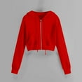 thumbnail image 4 of Charmgo Womens Zip Up Hoodies, Women Hooded Sweatshirt Tops Zipper Coat with Pocket Long Sleeve Cropped Jacket Women Crop Jackets for Women Red M, 4 of 4