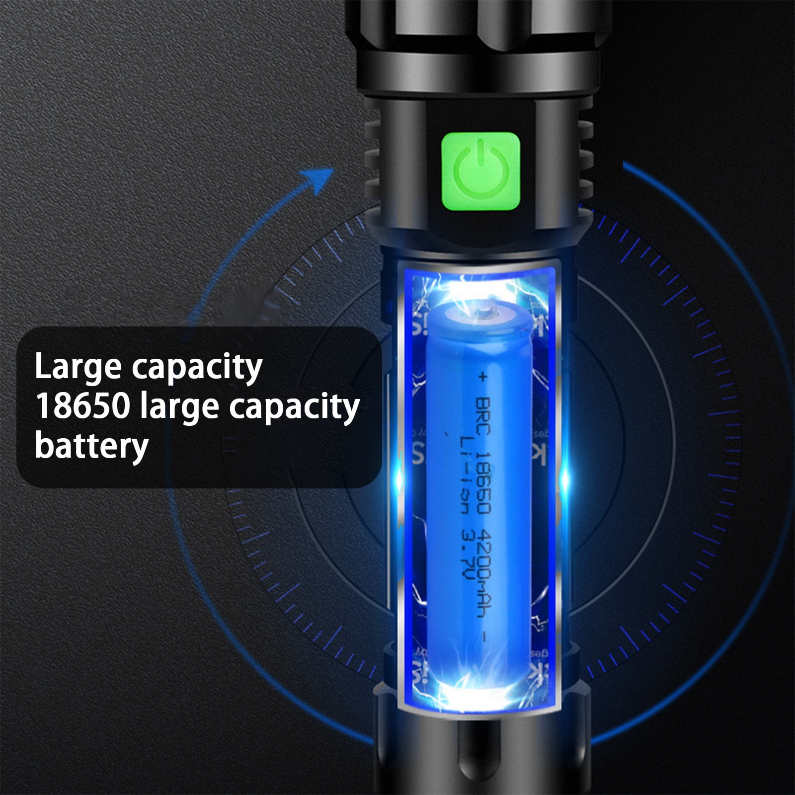 LED Flashlight Rechargeable 100,000 Lumens | M77 Telescopic Super Bright Emergency Torch | 4 Modes Zoomable Waterproof IPX45 Aluminum Alloy | USB Charging | Outdoor Home Use | 1 Pack | Black