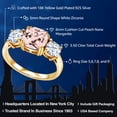 thumbnail image 2 of Gem Stone King 18K Yellow Gold Plated Silver Peach Nano Morganite 3 Stone Engagement Ring for Women | 3.50 Cttw | Cushion 8MM | Three Stone Wedding Engagement Anniversary Promise Ring | Size 6, 2 of 6