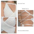 thumbnail image 1 of Top camisola sin espalda Ticfox con cordones cruzado Cuello en V profundo color puro Blanco S, 1 of 7