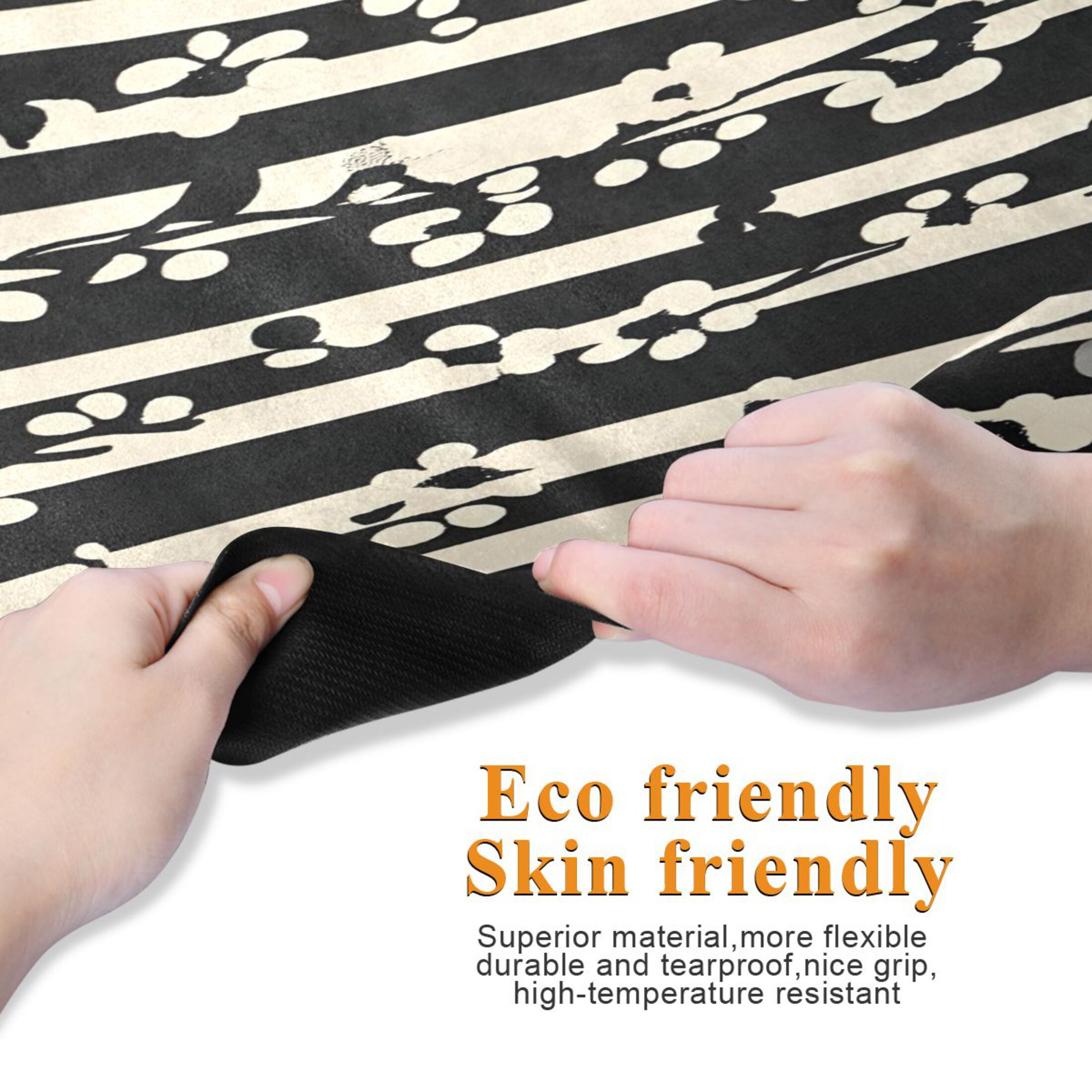 BZSMCE Yoga Mat Women Fitness Mat White Bloom Silhouette Pattern