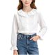 thumbnail image 1 of Odeerbi Camisa de Vestido de Algodón Para Niñas Peter Pan Collar Ruffle Camisas de Uniforme Escolar de Manga Larga, 1 of 6