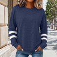 thumbnail image 2 of WTXUE Long Sleeve Shirts for Women Color Block Comfy Crewneck T Shirt Basic Tees Loose Casual Blouses Oversized Tunic Tops Patchwork Blouse Fall Outfits 2026 Trendy Spring Clothes Navy M, 2 of 5