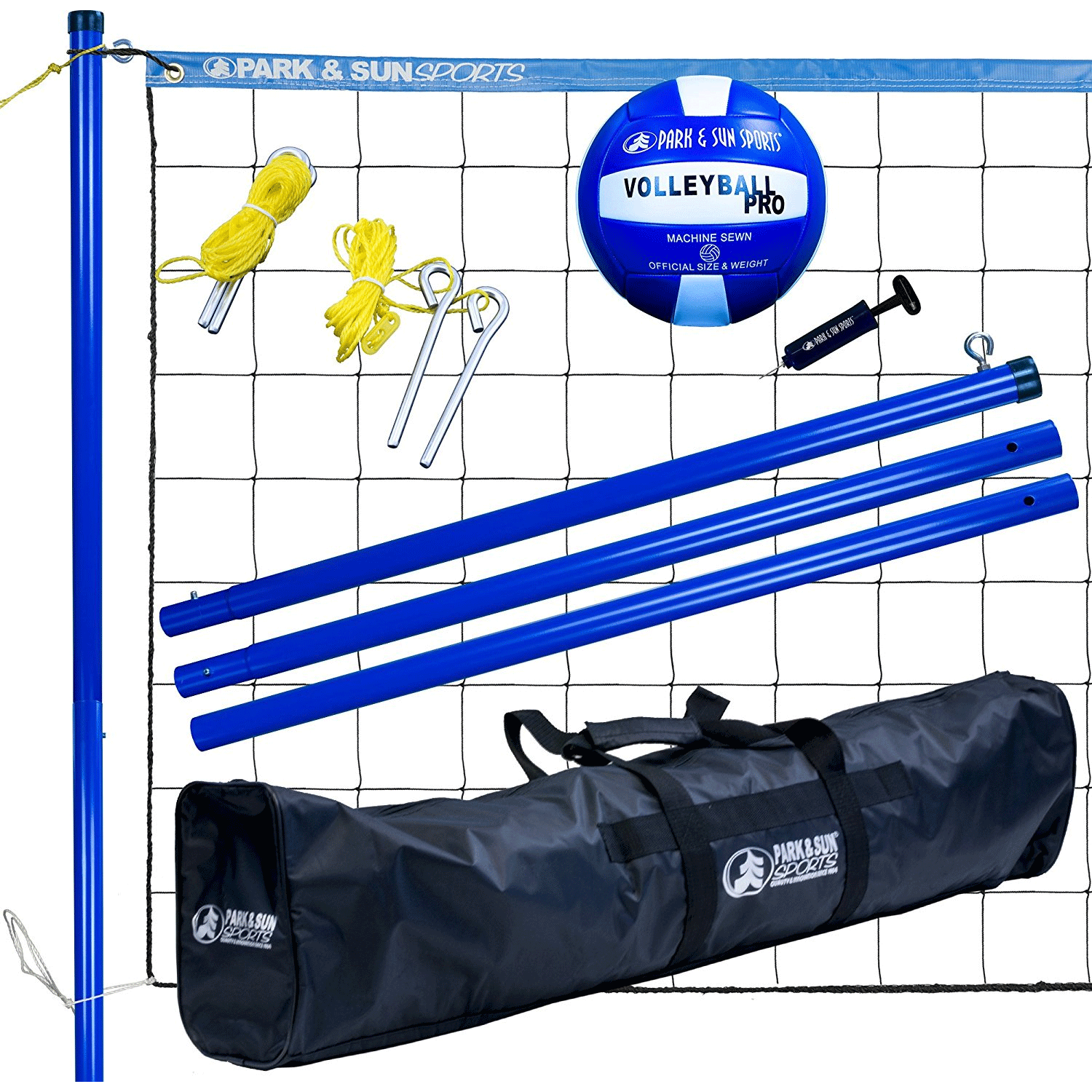 Park & Sun Volley Sport Portable Outdoor Steel Volleyball Net Set with